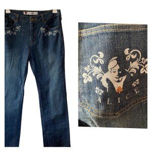 Disney Alice in Wonderland Straight Leg Painted Jeans 10 NWT